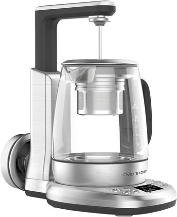 Чайник riviera&bar Cha Dao Expert з регульованою температурою, загартоване скло та нержавіюча сталь, тихий режим, оптимальне заварювання чаю, 1,5 л, 22 x 36,5 x 29,5 см