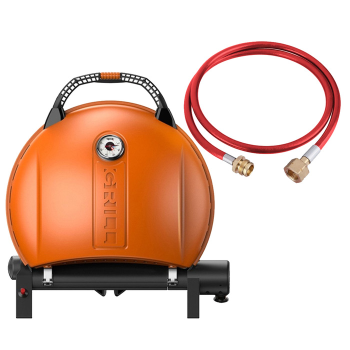 КОМПЛЕКТ Портативний переносний газовий гриль O-GRILL 900, помаранчевий + шланг в подарунок! Код: 011684