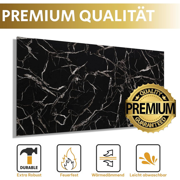 Стінові панелі AS Country Stone під мармур 60x120 см ПВХ-облицювання стіни з пластикових панелей для кухні, ванної кімнати тощо Панель кухонного фартуха (4 шт., чорно-білий колір)