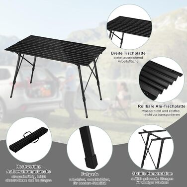 Складной алюминиевый стол для кемпинга 120 х 68,5 см WOLTU