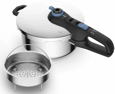 Tefal Скороварка Secure Trendy, 4л, з паровим кошиком, нержавіюча сталь, пластик