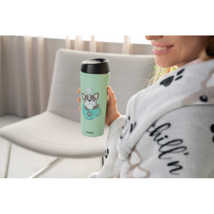 ARDESTO Thermal Mug Coffee time Frenchie 450 мл, нержавеющая сталь, зеленый