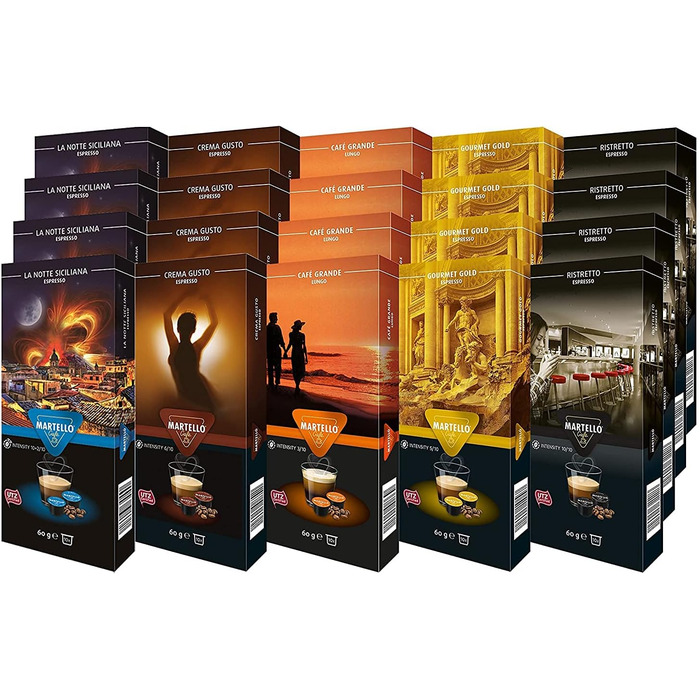 Кофемашина капсульная белая Sensual Martello и набор из 200 кофейных капсул Martello