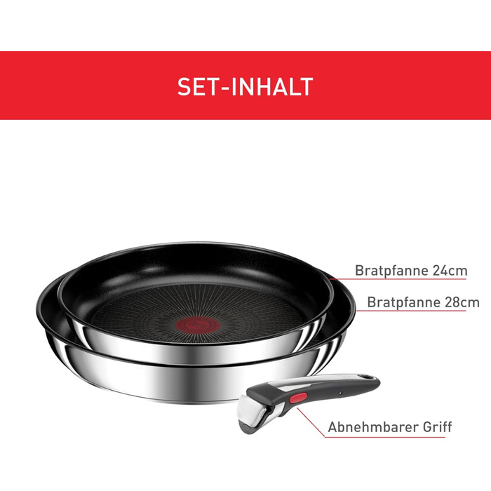 Набір посуду для індукційного приготування Tefal Ingenio Preference On з 15 предметів зі знімною ручкою, що штабелюється, економить місце, з антипригарним покриттям, простий у використанні та чищенні, L97495 Набір посуду для каструль та сковорідок (набір