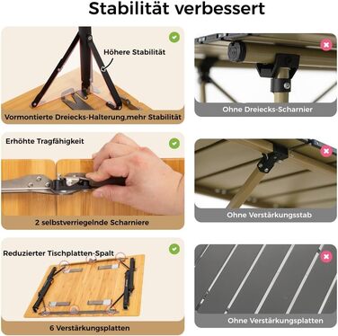Складний бамбуковий стіл для кемпінгу 80 x 60 см KingCamp