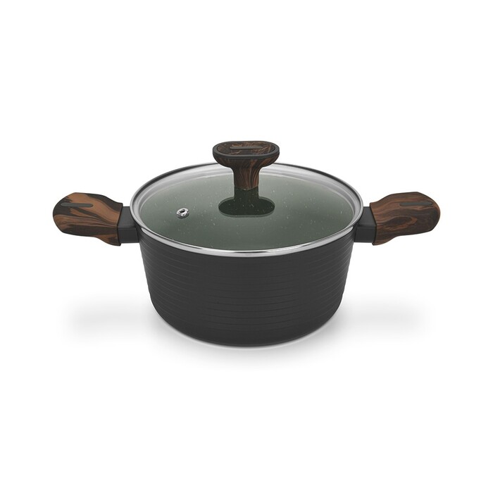 Кастрюля Fissman 20x10 см/2,6 л CUISINE со стеклянной крышкой алюминий с антипригарным покрытием (14592)