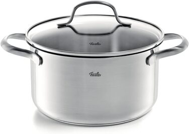 Набір посуду Fissler San Francisco/Нержавіюча сталь, 4 предмети, каструлі зі скляними кришками, індукційна (3 каструлі для приготування, 1 каструля для тушкування)