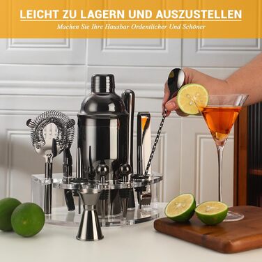 Набор для коктейлей премиум 12 предметов черный Lebarstor