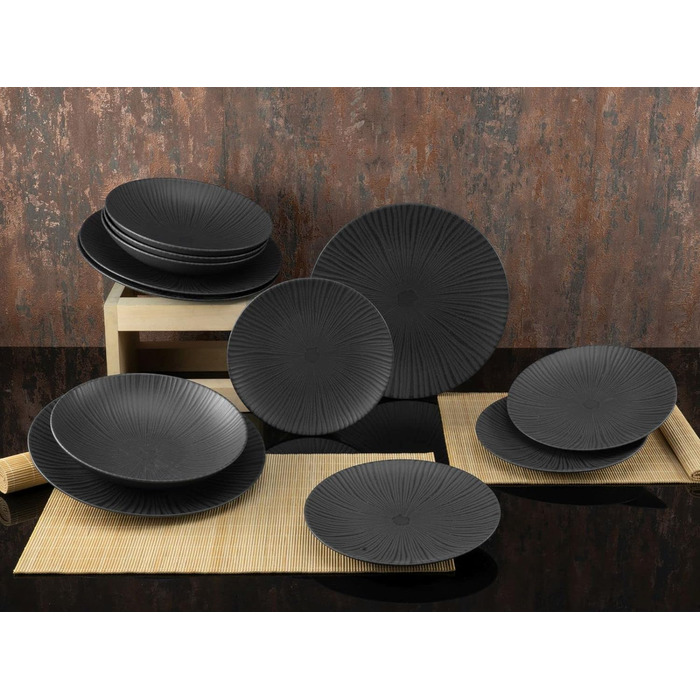 Набор тарелок на 4 персоны, 12 предметов, Vesuvio Black Creatable