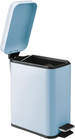 Прямокутне педальне відро для сміття 5 л, блакитне mDesign