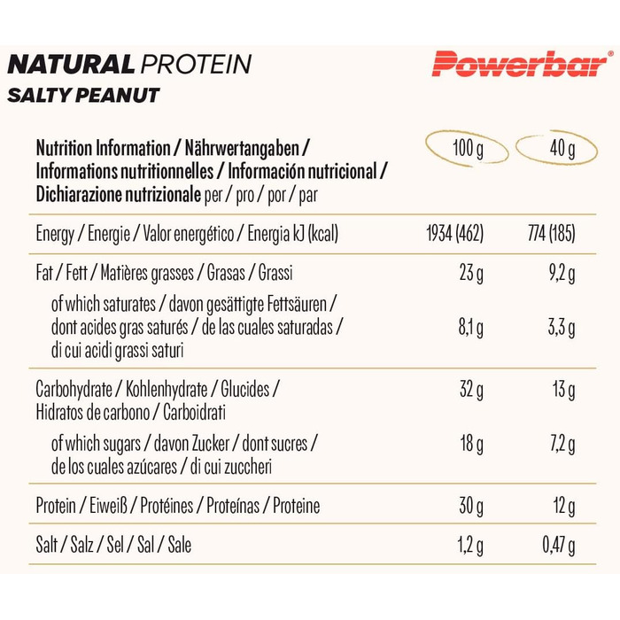 Протеїнові батончики Natural Protein, 24 x 40 г Солоний хрумкий арахіс Powerbar