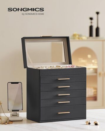 Органайзер для ювелирных изделий 6-уровневый, черный SONGMICS