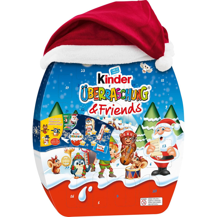 Адвент-календар із 24 шоколадними делікатесами, 370 г Surprise & Friends Kinder