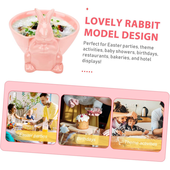 Керамічна миска у формі кролика на Великдень рожева Holibanna