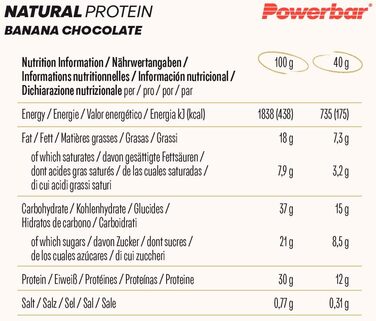 Протеїнові батончики Natural Protein, 24 x 40 г Банан-шоколад Powerbar