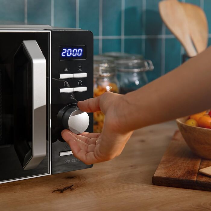 Мікрохвильова піч Cecotec Inverter - об&39єм 19 л - розморожування, нагрівання та приготування - інвертор Proclean 5010. 700 Вт, 5 рівнів потужності, світлодіодний дисплей, поворотний стіл 245 мм, таймер, 8 програм, чорний цифровий
