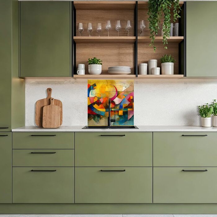 Кухонний фартух 60x80 см Самоклеючий настінний захисний екран для кухні Кухонний фартух Кухонні фасади Кухонні фартухи Кухонна стіна Вода - Пейзаж - (Мистецтво - Абстрактне, 80 x 80 см)