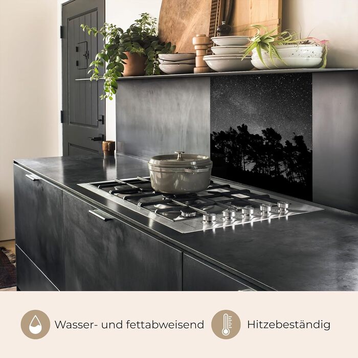 Кухонний фартух 60x80 см Самоклеючий захисний щиток для кухонної стіни Кухонний фартух Кухонні фасади Кухонні фартухи Кухонна стіна Вода - Пейзаж - (Зоряне небо - Ліс, 80 x 80 см)