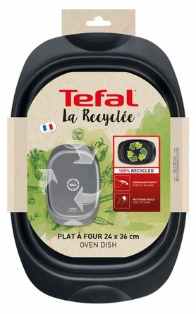 Tefal Форма для запікання La Recyclee, овальна, з ручками, 24х36см, алюміній, чорний