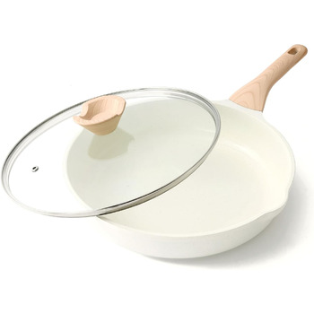 Сковорода 32 см зі скляною кришкою, біла Kordisen