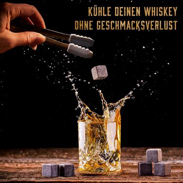 Подарунковий набір 18 каменів для віскі з оксамитовим мішечком та щипцями Whisiskey