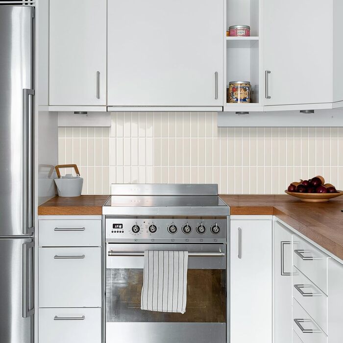 Самоклеюча настінна плитка, 3D плитка для кухні, що самоклеїться, легко миється, самоклеюча кухонна плитка для оздоблення та ремонту дому, 28x22 см, 10 аркушів (бежевий)