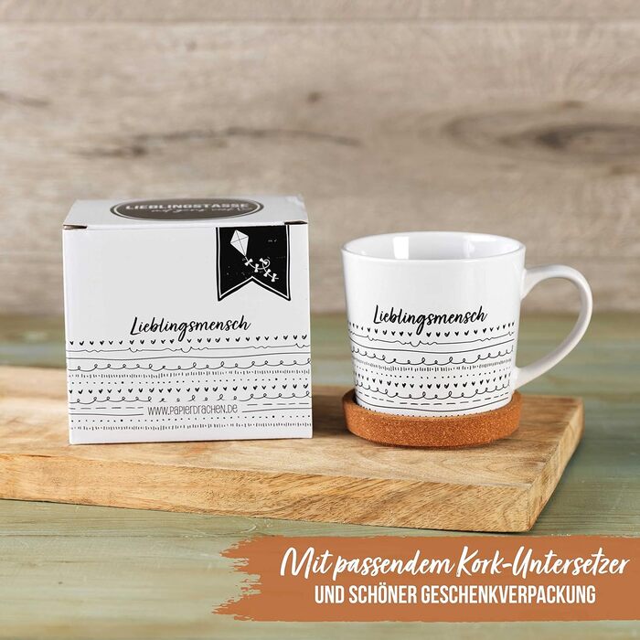 Паперовий дракон. Високоякісна керамічна кружка з корковою підставкою в тон - прикраса столу - журнальний столик - кавова кружка - у повітрі - до Великодня (улюблена людина).