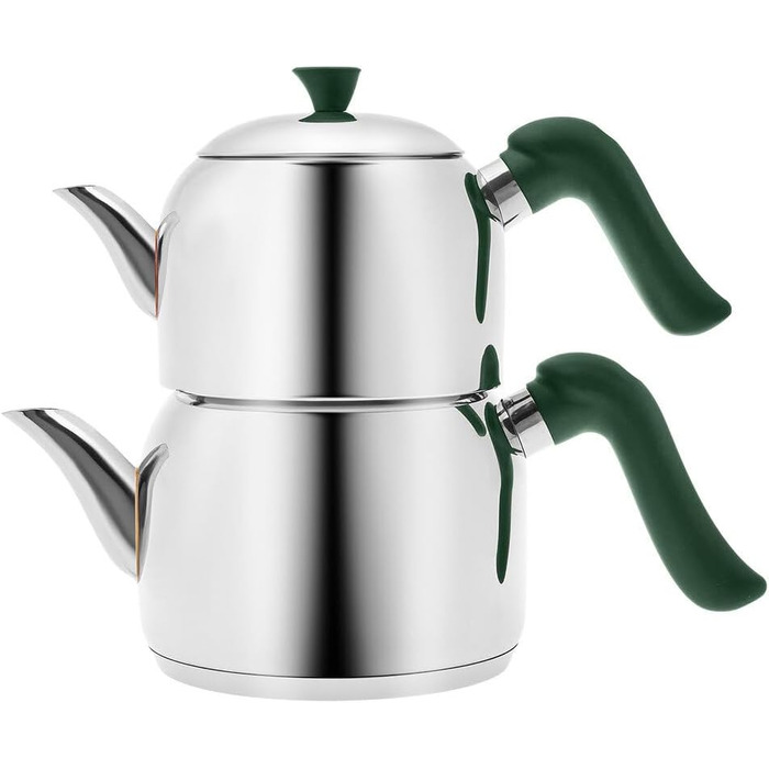 Двухъярусный чайник для приготовления турецкого чая 1,35 л и 1,95 л, нержавеющая сталь Edena Midi Karaca