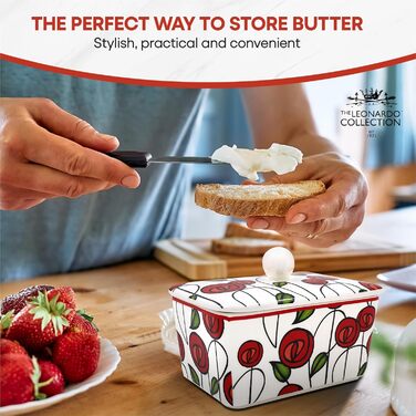 Маслянка з кришкою, китайська кераміка, з гарними акварельними мотивами, розроблена галереєю Дженніфер Роуз для Busy Bees (Mackintosh)