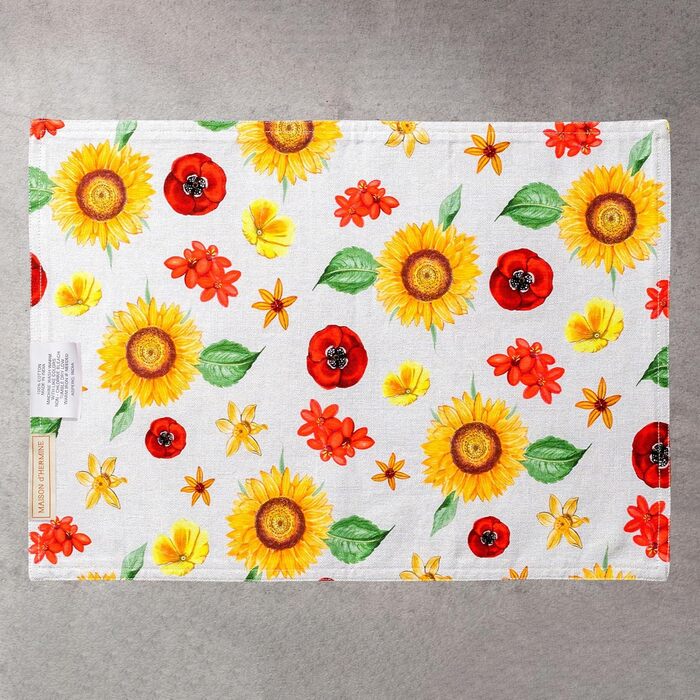 Бавовняні килимки, набір з 4 шт. , декоративні килимки, пасхальні килимки, що праються, для свят, вечерь, весни, літа (33 см x 48 см) (025 - Basse Cour), 39Hermine, 100