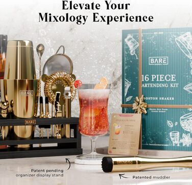 Набір для коктейлів 16 предметів золотий Bare Barrel