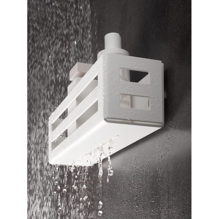 Душова корзина Keuco з алюмінію, біла, зі знімним кошиком, зливними отворами, 32x9x12см, настінна в душі, душова полиця легко миється