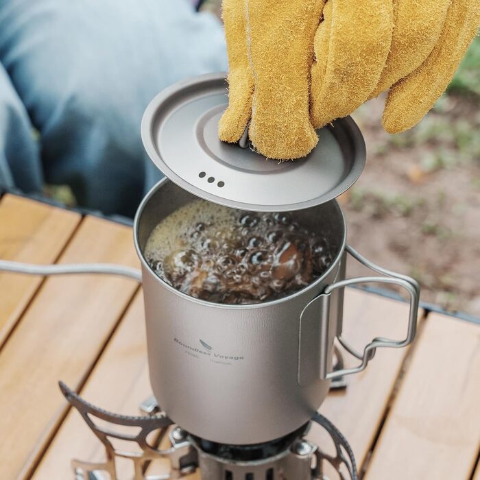 Титановая кружка с крышкой и складной ручкой для кемпинга 750 мл Boundless Voyage