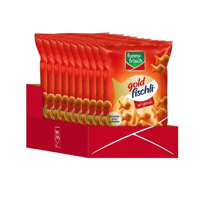 Набор хрустящих снеков Gold fischli, 10 упаковок по 100 г Original Funny-Frisch