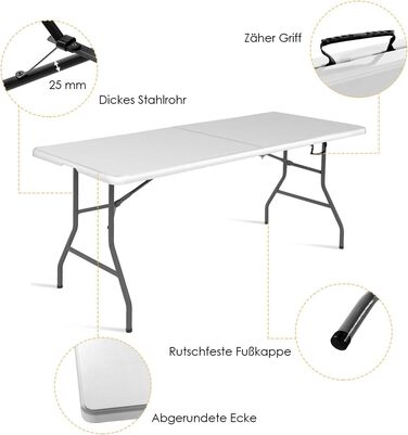 Складной кемпинговый стол 182 х 75 х 74,5 см RELAX4LIFE
