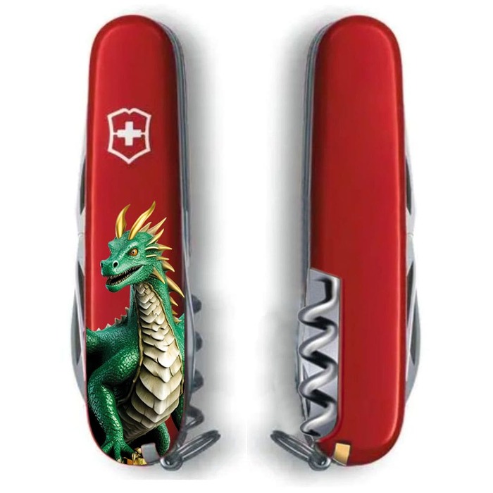 Ніж Victorinox Spartan Zodiac 91мм/12функ/черв /Зелений дракон