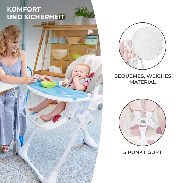 Дитячий стільчик для годування з перших місяців життя рожевий YUMMY kk Kinderkraft
