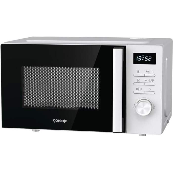 Мікрохвильова піч Gorenje MO20A3WH / 20 л / 800 Вт / AquaClean / AutoMenu / Сенсорне керування / LED дисплей / Функція розморожування / 5 рівнів потужності / Блокування від дітей / Електронна / Біла