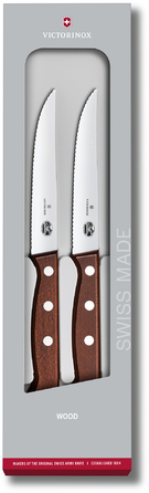 Кухонный набор Victorinox Wood Steak Set 2 ножа лезвие 12см мин. с деревьев. с ручкой в подарочной упаковке.