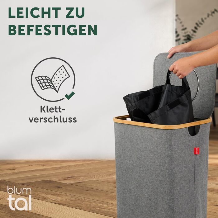 Контейнер для збору пляшок Blumtal Deposit 150 л з 2 відділеннями - Бамбуковий органайзер для пляшок - Збірник порожніх пляшок - Збірник пляшок - Контейнер для збору порожніх пляшок з отвором - Збірник пляшок (сірий, Збірник пляшок - 100 л)
