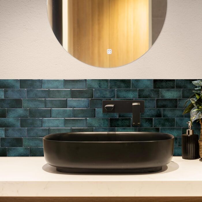 Наклейки для плитки, що самоклеяться - упаковка з 5 аркушів 29,36 см x 21,29 см - 3D самоклеючі ПВХ наклейки для плитки та фартуха для кухні, ванної кімнати та стін, кольорова та водонепроникна плитка (колір Medina Green)