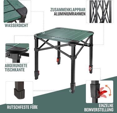 Алюминиевый раскладной стол для кемпинга 40 х 40 х 53 см VILLEY