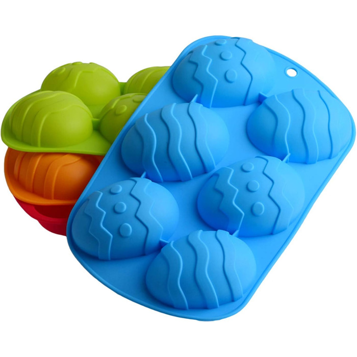 Форма для випікання пасхальних яєць з 3 частин, форма для торта, 6 решіток, силіконова форма для пасхальних яєць, силіконова форма для пасхальних яєць, 3D форма для мила, силіконова форма для випікання пасхальних яєць, лоток для шоколаду, цукерок, бомбочо