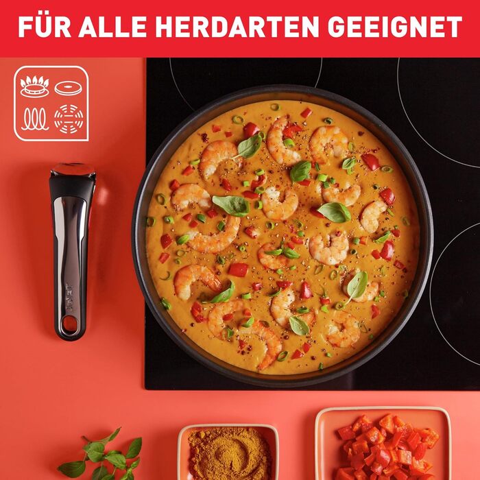 Набір посуду для індукційного приготування Tefal Ingenio Preference On з 15 предметів зі знімною ручкою, що штабелюється, економить місце, з антипригарним покриттям, простий у використанні та чищенні, набір посуду для індукційного приготування L97495 (наб