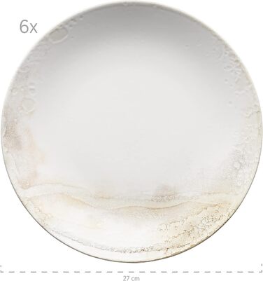 Набор тарелок Mser, керамогранит Ossia, 6 персон, набор тарелок белый/бежевый