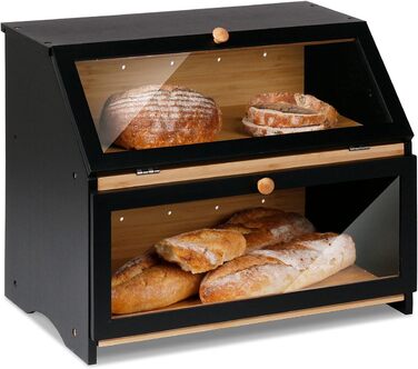 Двухуровневая бамбуковая хлебница 39 x 25 x 32 см, черная Leader Accessories