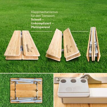 Бамбуковый кемпинговый стол 65 х 50 см Skandika