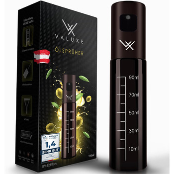 Масляний розпилювач VALUXE для кулінарної олії та оцту зі склом і розпилювальним фільтром із захистом від ультрафіолету - Пляшка для розпилення олії з нержавіючої сталі - Точний розпилювач оливкової олії, розпилювач олії, розпилювач олії (шоколадно-коричн