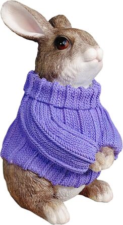 Декоративні фігурки великоднього зайчика у фіолетовому светрі colourliving