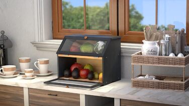 Двухуровневая бамбуковая хлебница 39 x 25 x 32 см, черная Leader Accessories